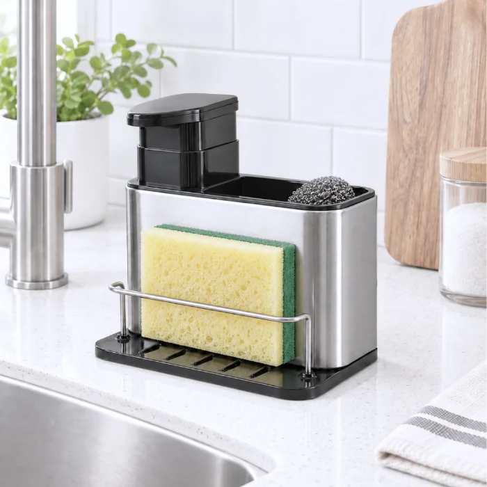 Dispenser con Porta Esponja Linea Tara - Cod: Sbk-us1331