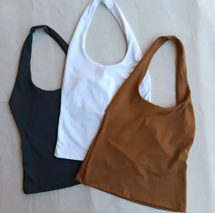 Top Halter Escote Americano Básico Mujer