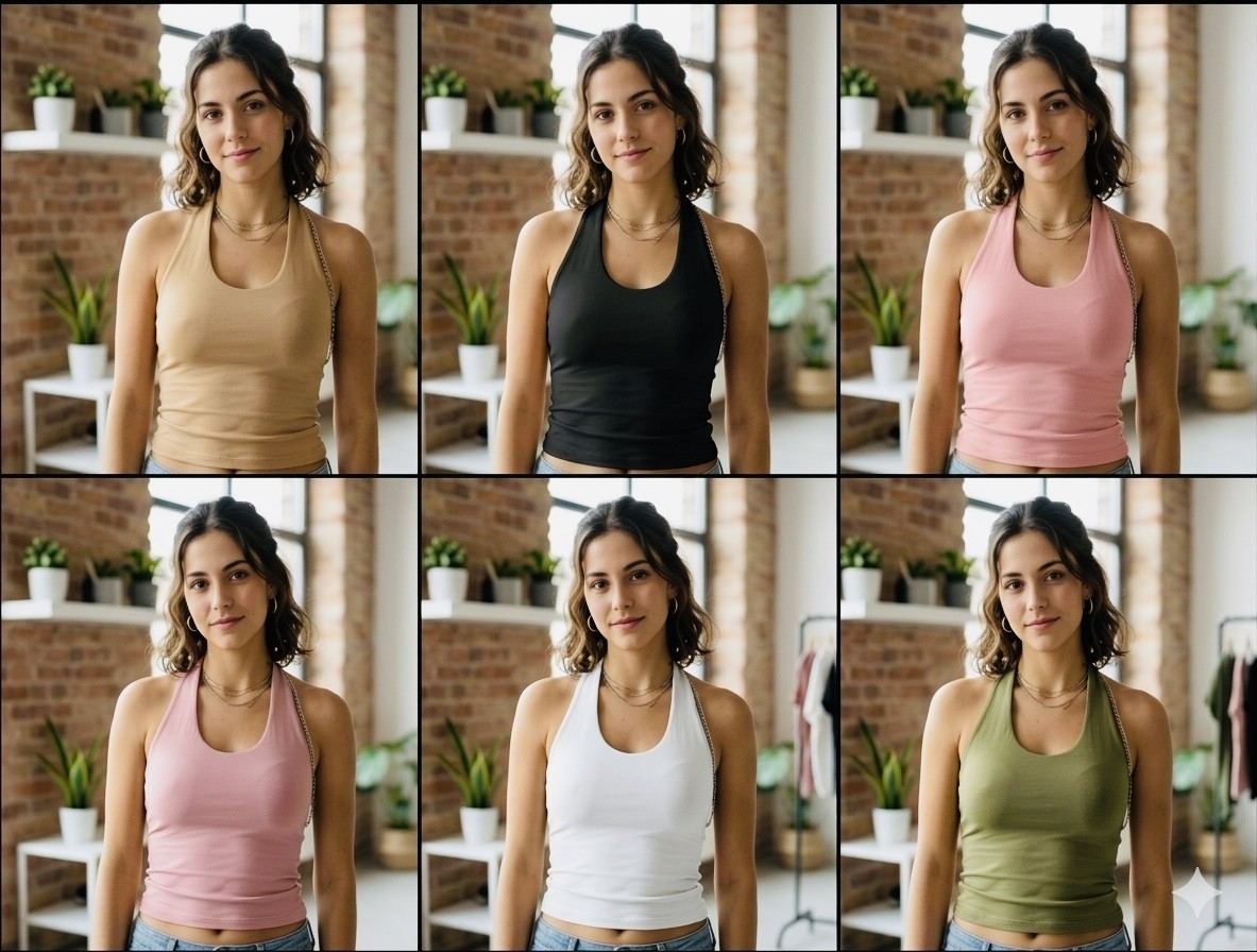 Top Halter Escote Americano Básico Mujer - Imagen 2