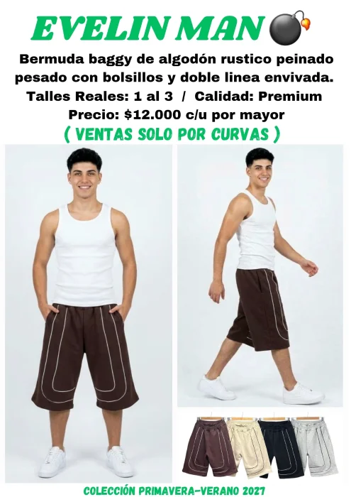 Bermuda Baggy con Doble Linea Envivada
