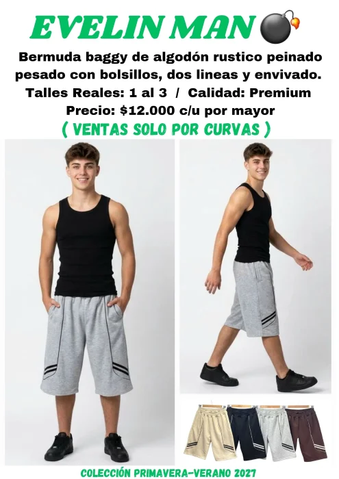 Bermuda Baggy con Líneas y Envivado