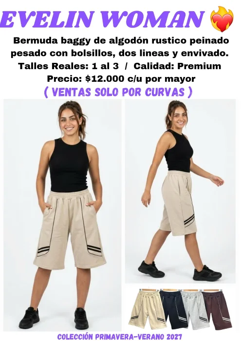 Bermuda Baggy con Líneas y Envivado