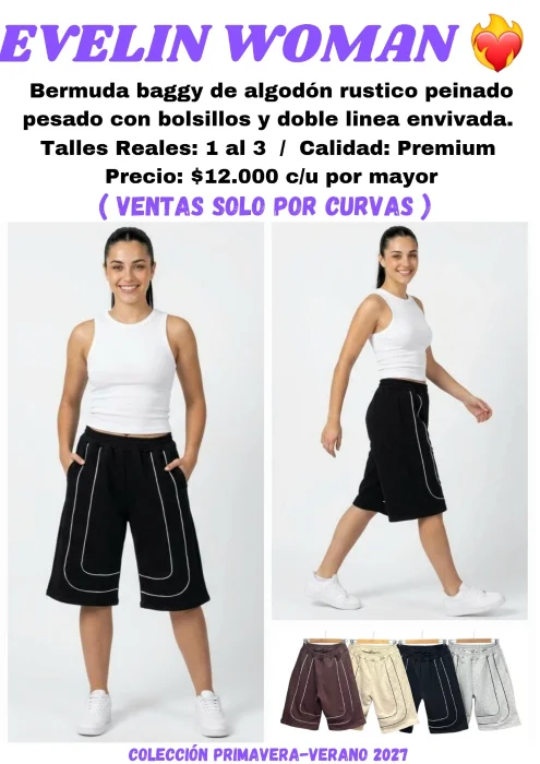Bermuda Baggy con Doble Linea Envivada