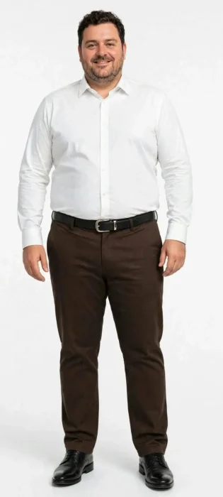 Pantalon Corte Chino Gabardina Chocolate