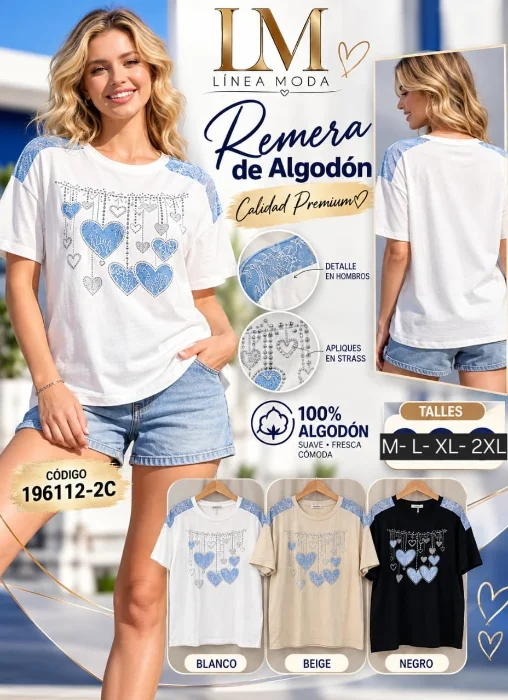 Remera con Detalles en Strass. 196112-2