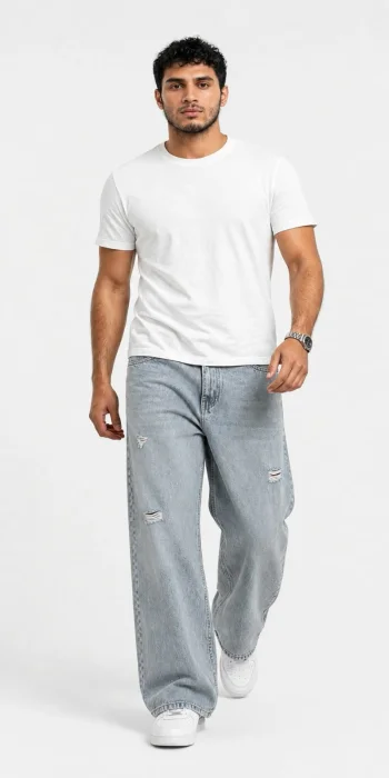Wide Leg Rigido con Rotura
