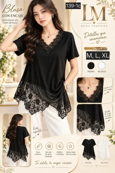 Remera de Algodon con Puntilla.139