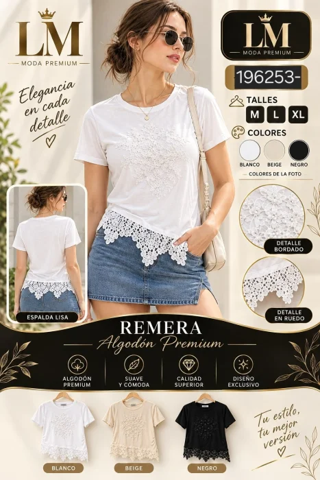 Remera de Algon con Encaje196253