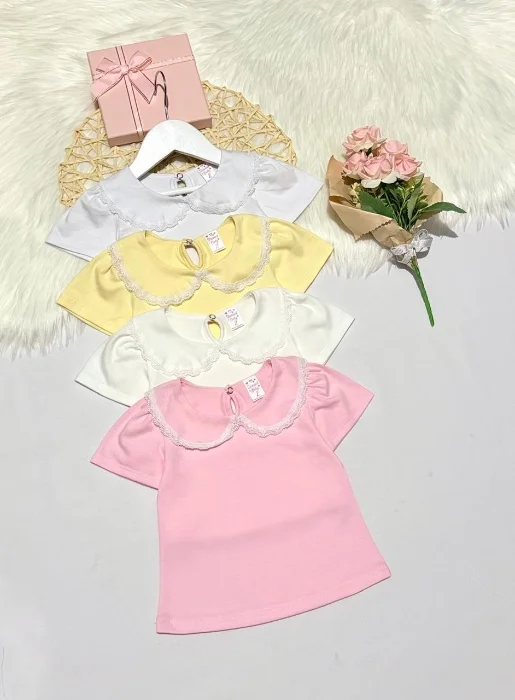 Remera de Beba Coqueta con Puntilla y Manga Princesa