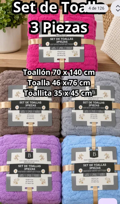 Set de 3 Piezas Toallas