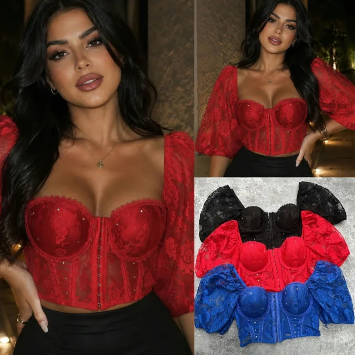 Corset con Manga y Strass Importado