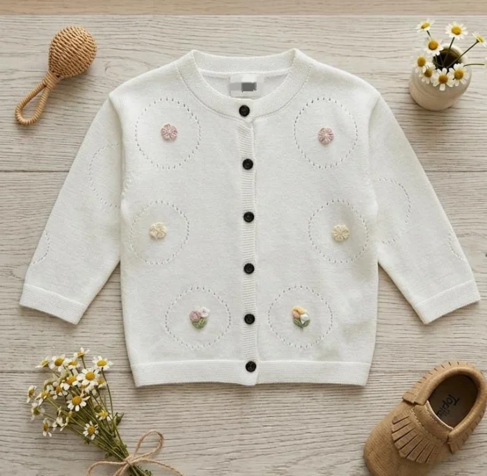 Cardigan de Beba para Nenas de Hilo