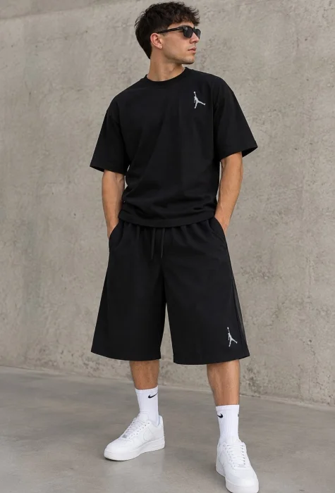 Conjuntos Hombre Bermuda Oversize Lycra Más Remera Algodón Peinado Logo Chico