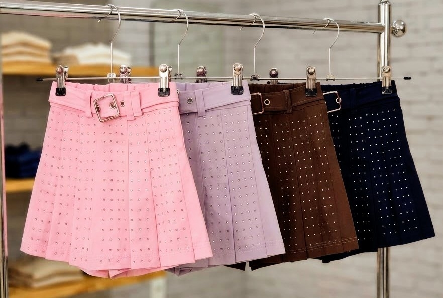 Shorts Pollera con Stras y Cinto Incluido "bengalina" - Imagen 2
