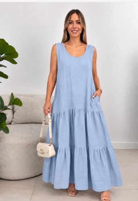 Maxi Vestido de Lino  Abarca 7 y 8 por Pedido Apartar de 4 Prendas