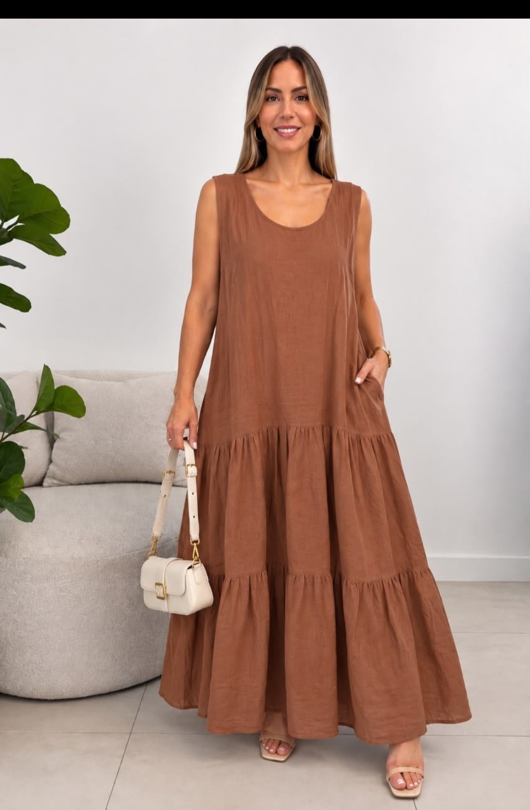 Maxi Vestido de Lino  Abarca 7 y 8 por Pedido Apartar de 4 Prendas - Imagen 4