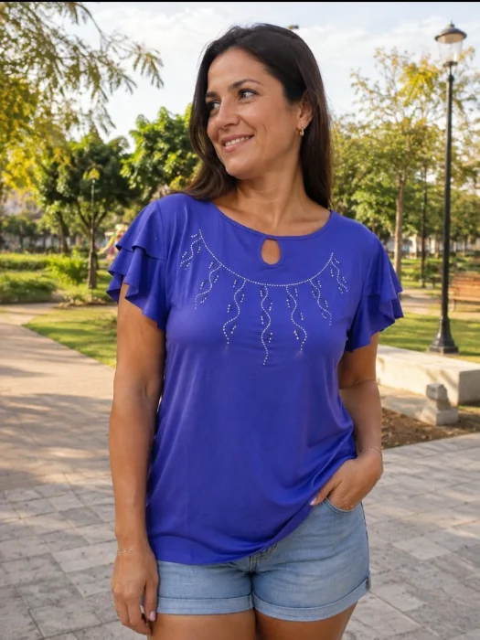 Blusa Lino  C / Strass