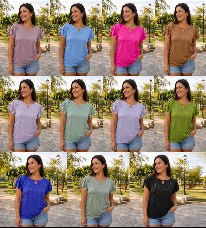 Blusa Lino  C / Strass - Imagen 2
