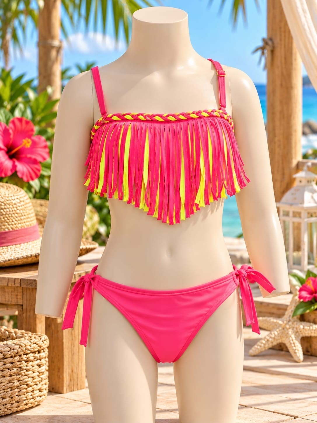 (art: Bkn02) Bikini Nena/juvenil C/flecos y Vedetina Importada - Imagen 3