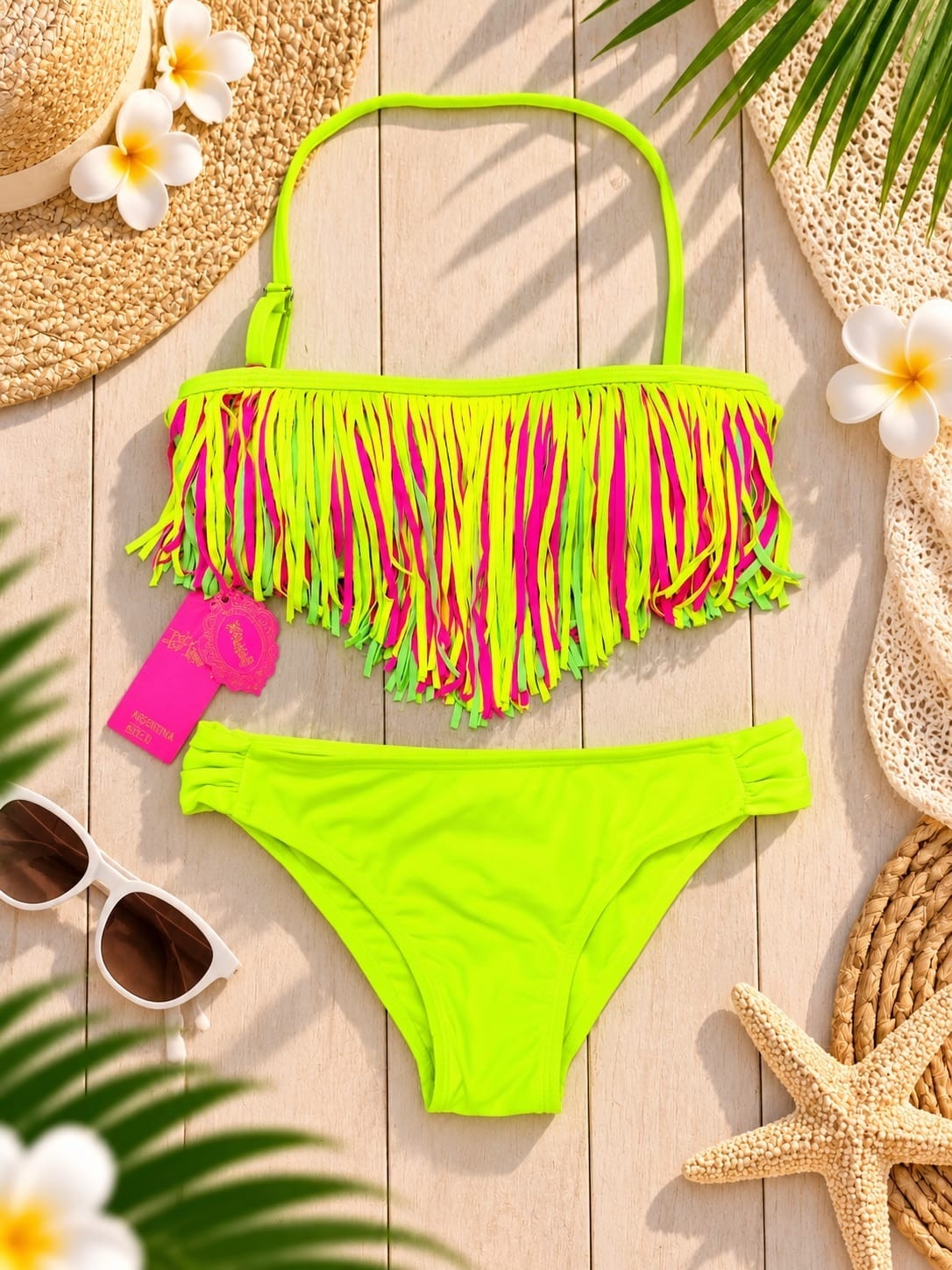 (art: Bkn02) Bikini Nena/juvenil C/flecos y Vedetina Importada - Imagen 5