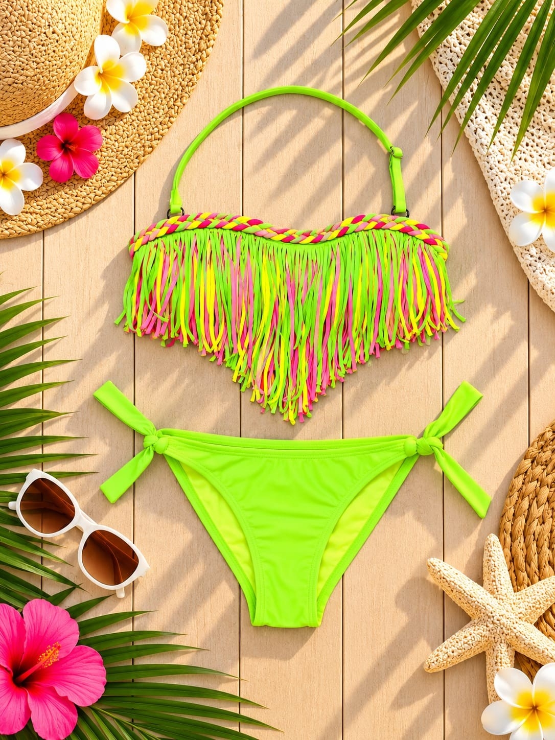 (art: Bkn02) Bikini Nena/juvenil C/flecos y Vedetina Importada - Imagen 9