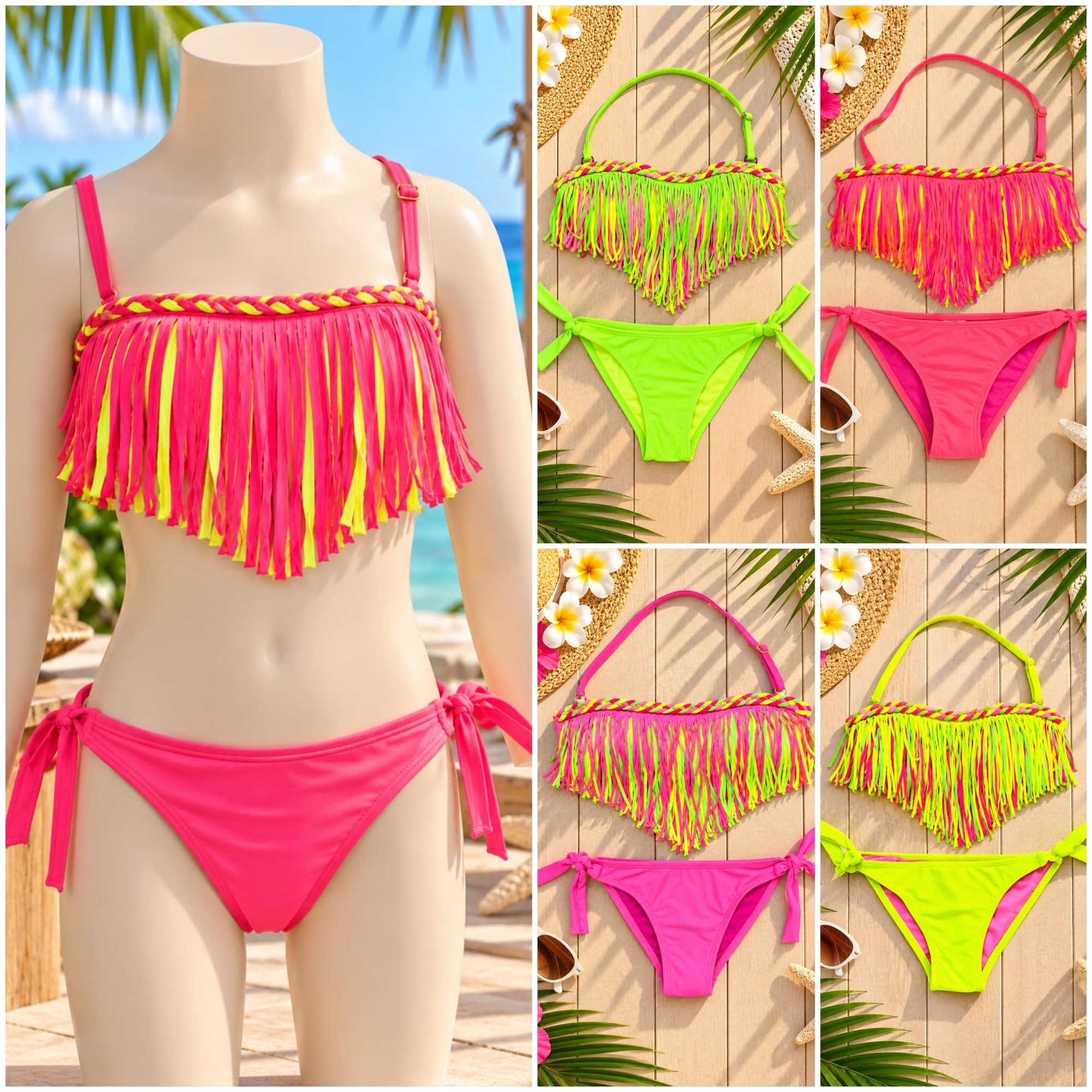 (art: Bkn02) Bikini Nena/juvenil C/flecos y Vedetina Importada - Imagen 3