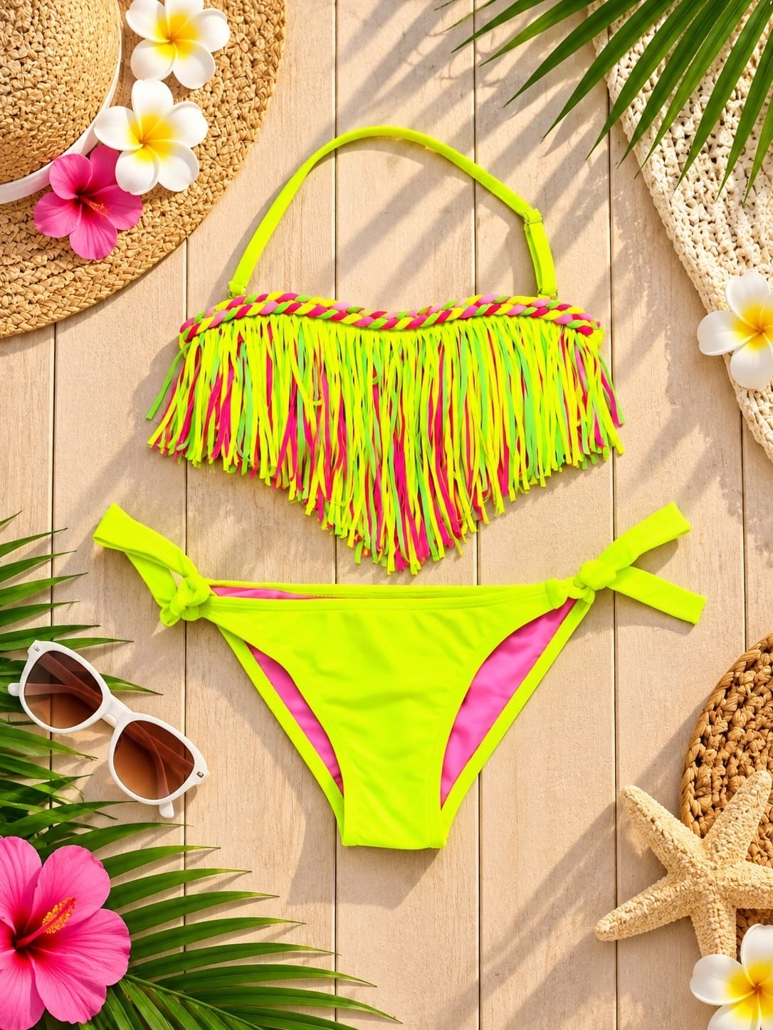 (art: Bkn02) Bikini Nena/juvenil C/flecos y Vedetina Importada - Imagen 6