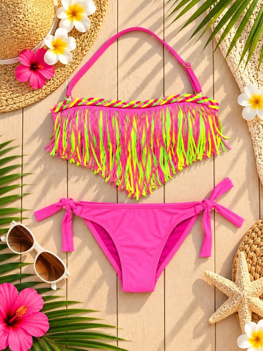 (art: Bkn02) Bikini Nena/juvenil C/flecos y Vedetina Importada - Imagen 7