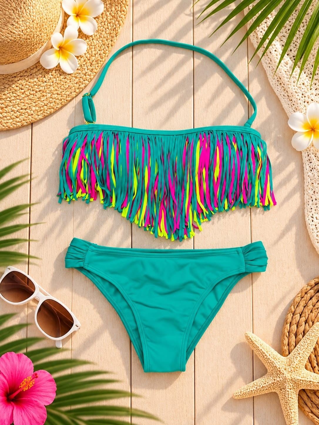 (art: Bkn02) Bikini Nena/juvenil C/flecos y Vedetina Importada - Imagen 9