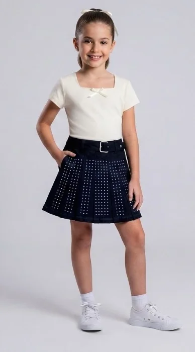 Shorts Pollera con Stras y Cinto Incluido
