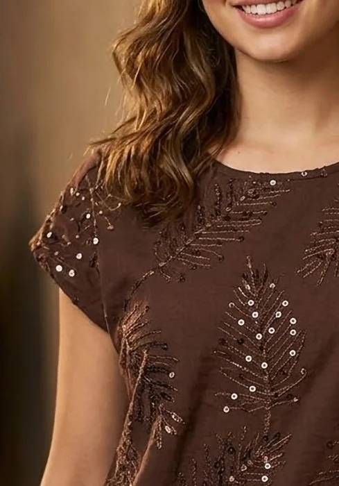 Blusa Twil Bordado y Brillo