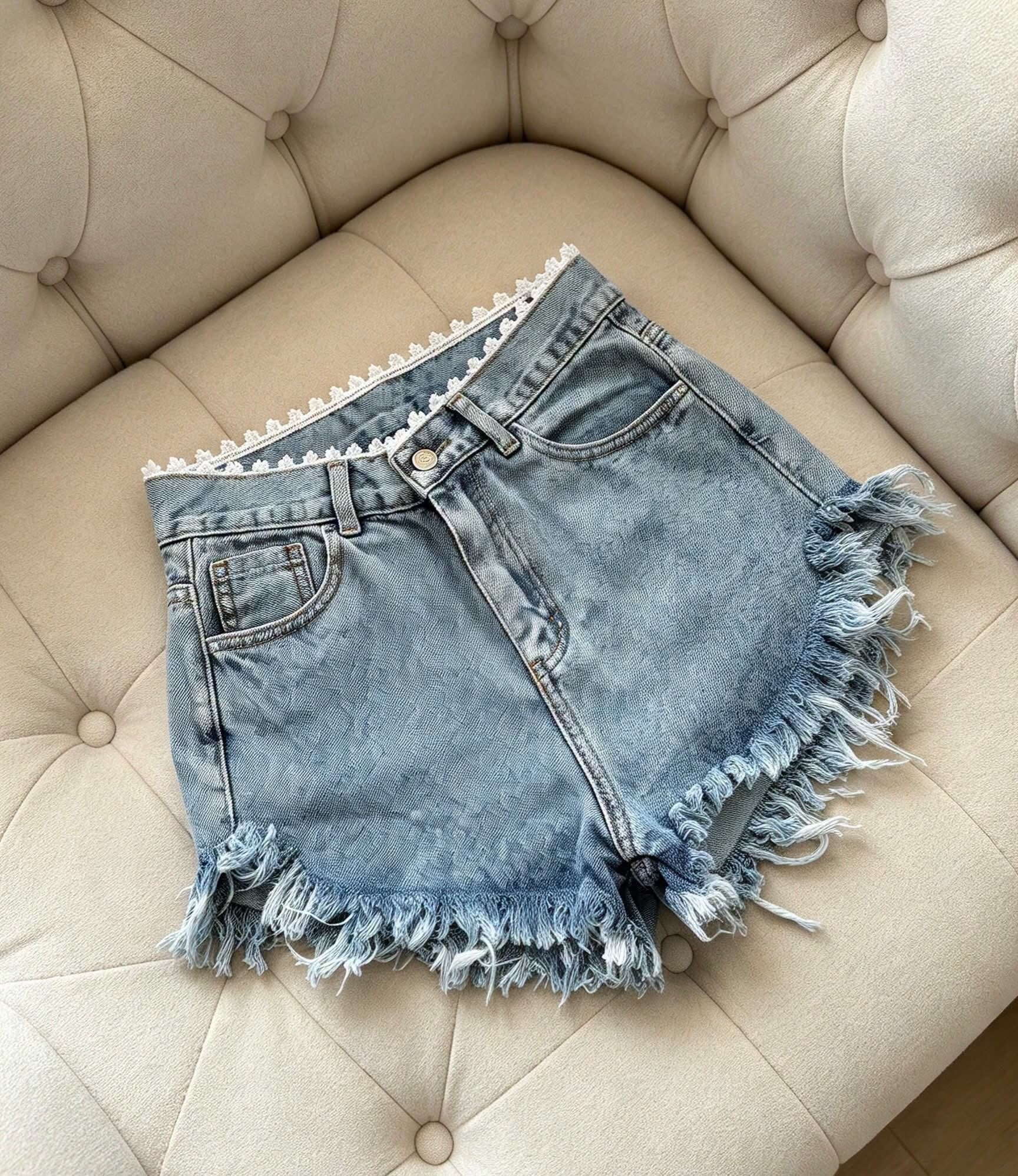 Shorts con Puntilla y Flecos (tendencia) - Imagen 4