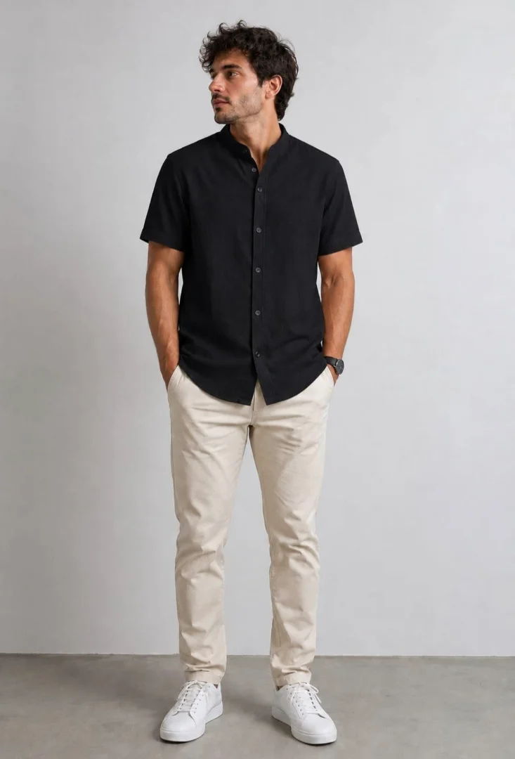 Camisa Lino Manga Corta - Imagen 1
