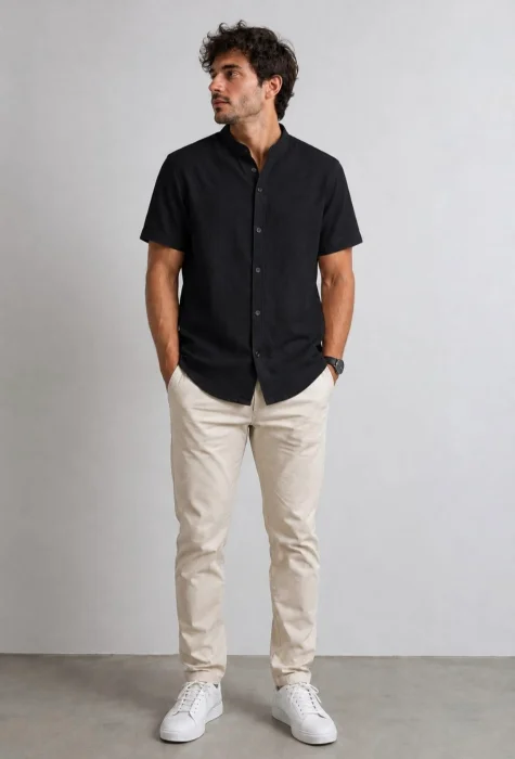 Camisa Lino Manga Corta