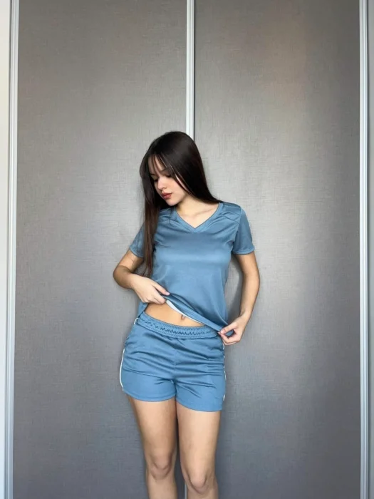 Conjunto Short y Remera V Poli Lycra - Luz