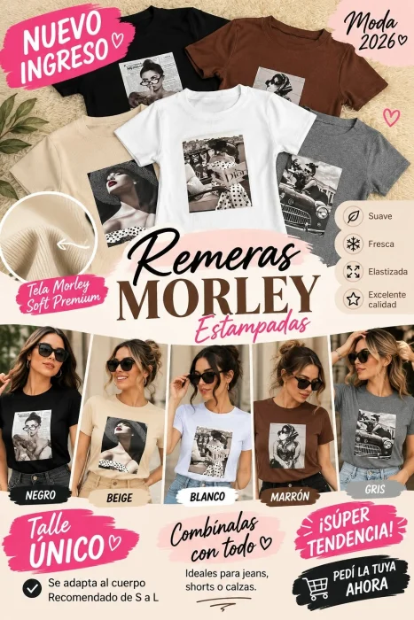 Remera Morley Premiun Talle Unico Estampa