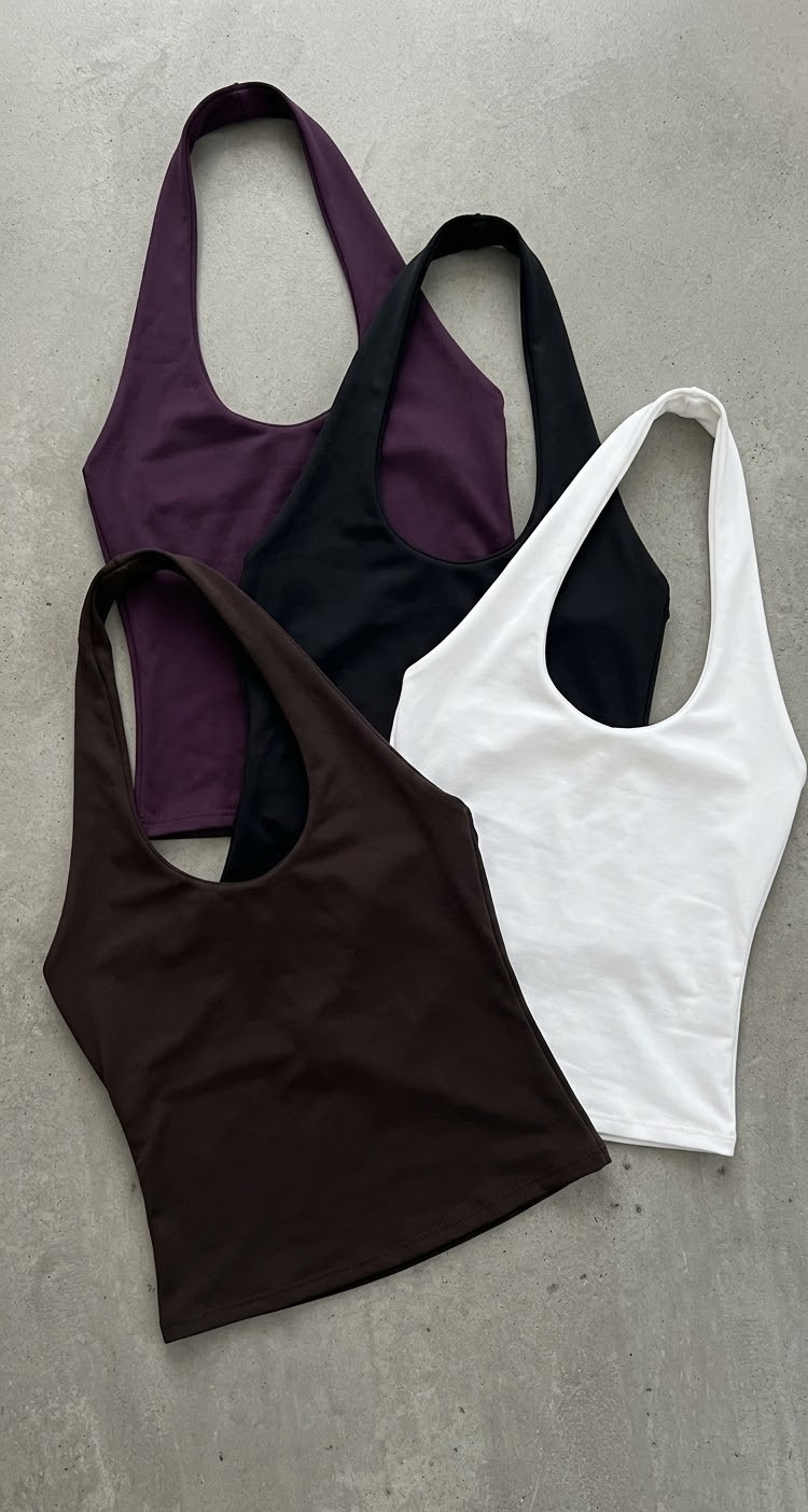 Top Escote Cuello u Microfibra Lycra Halter - Imagen 2