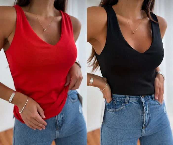Musculosa Lycra Escote en V