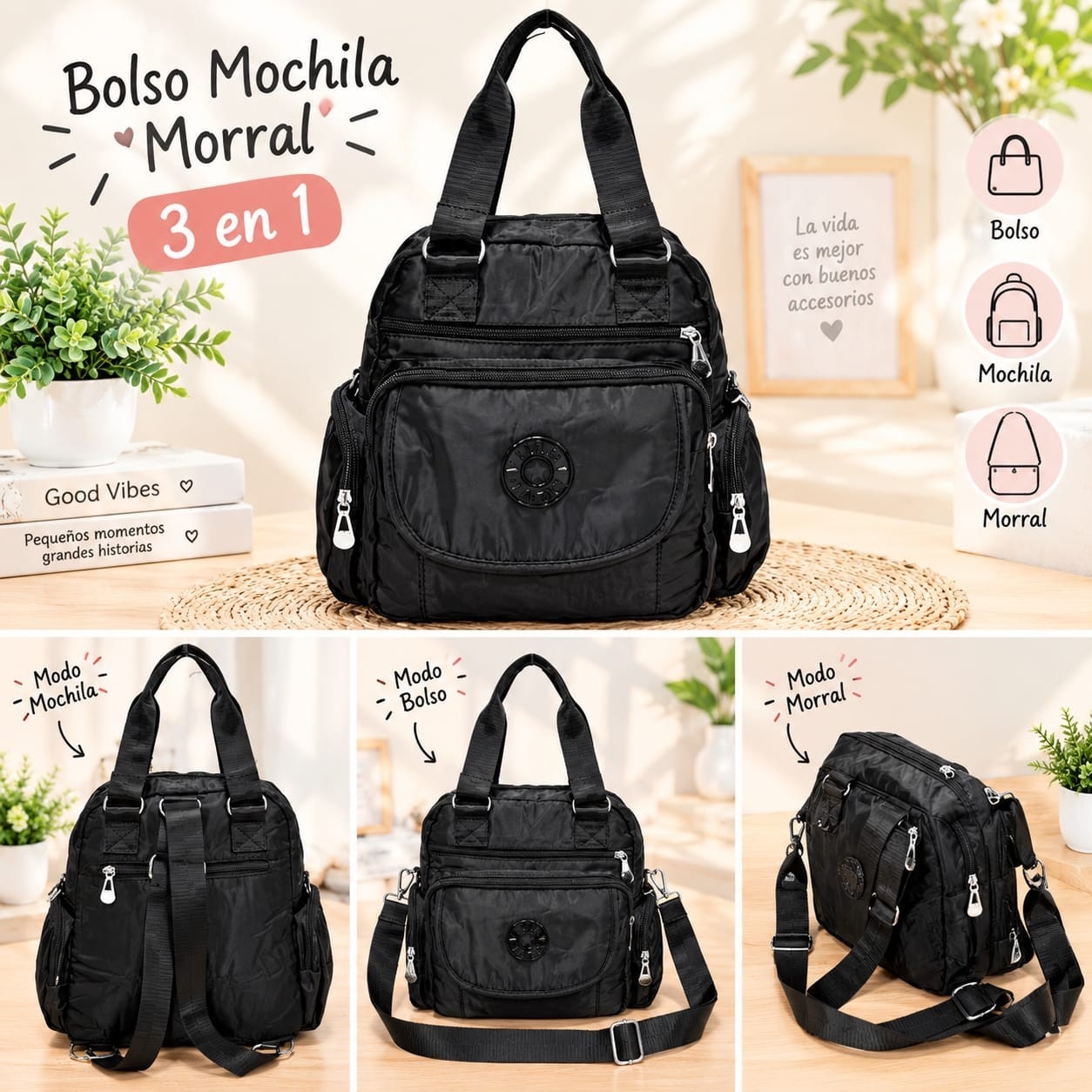 Mochila Morral Bolso* (3 en 1)
Tela Impermeable Excelente Calidad. - Imagen 1