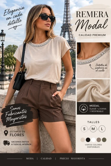 Remera Modal con Detalle en Cuello