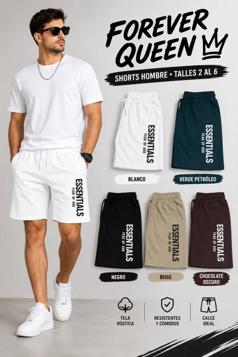 Short Algodon Rustico de Verano Hombre