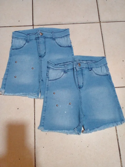 Short Jeans Elastizado Nena con Perlas