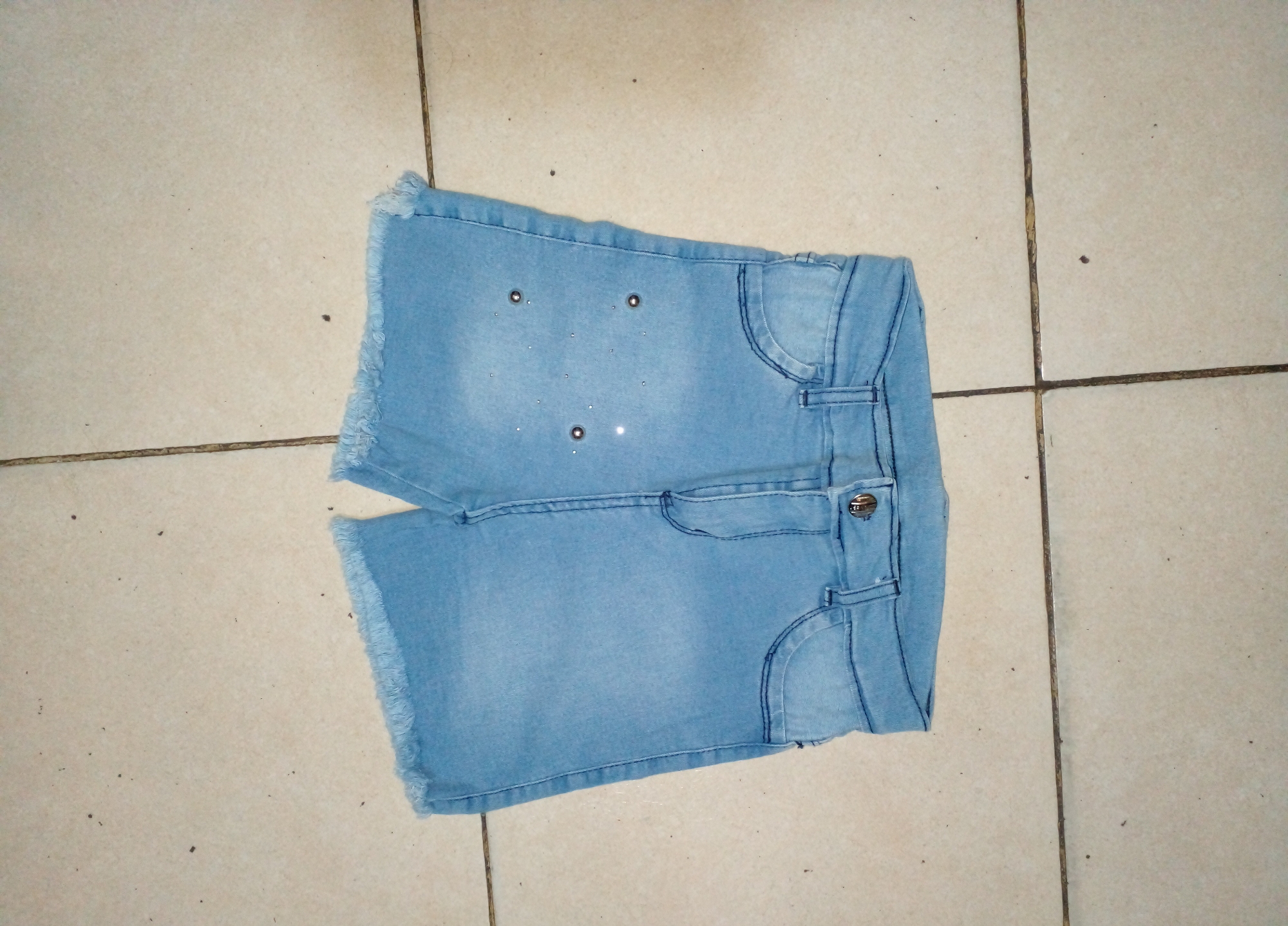 Short Jeans Elastizado Nena con Perlas - Imagen 2