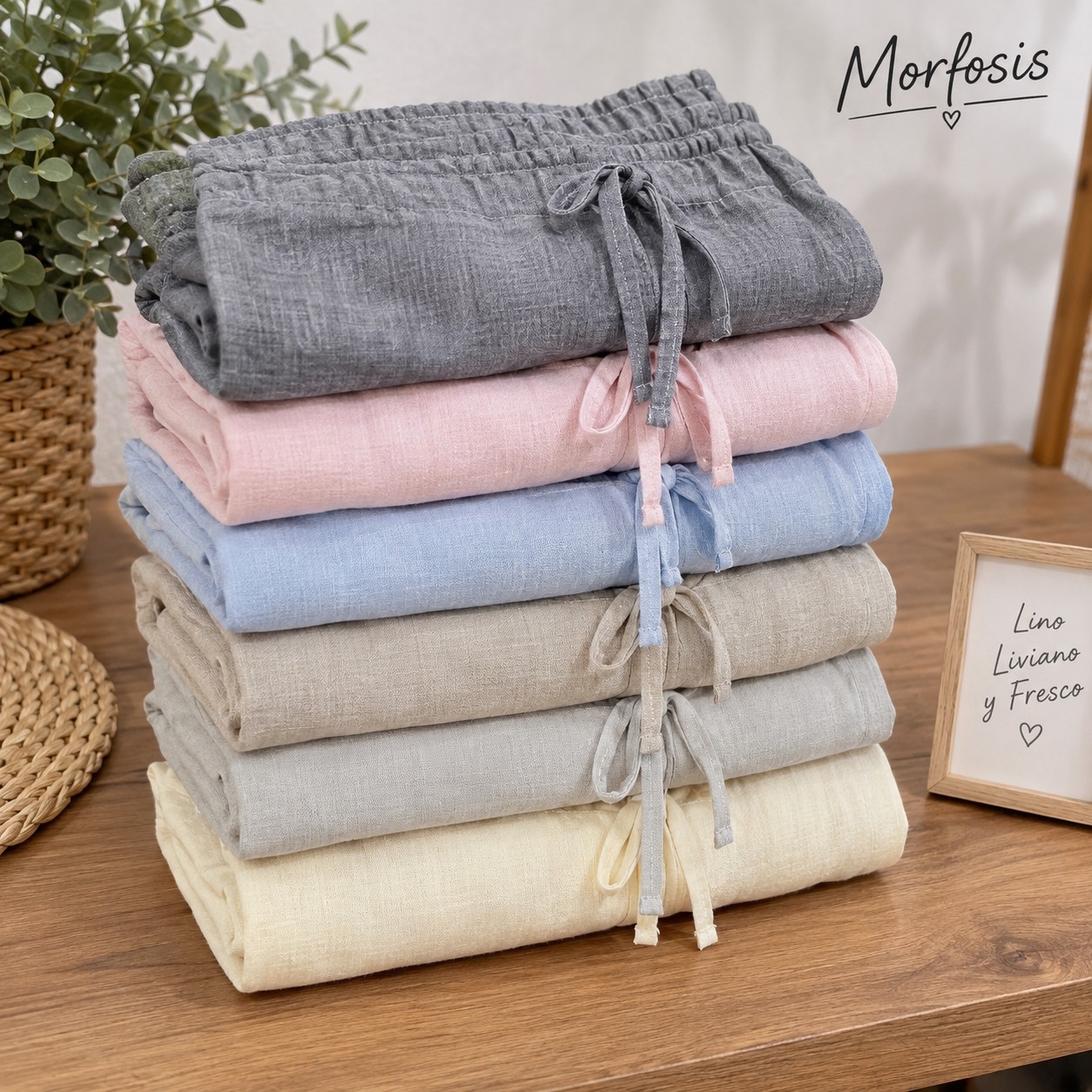 Art 1251 Pantalon de Lino con Recorte - Imagen 2