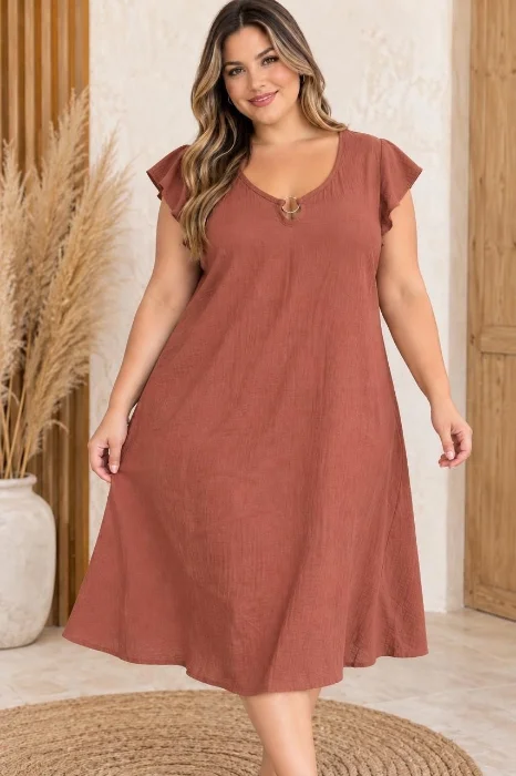 Vestido Lino Spandex con Aro