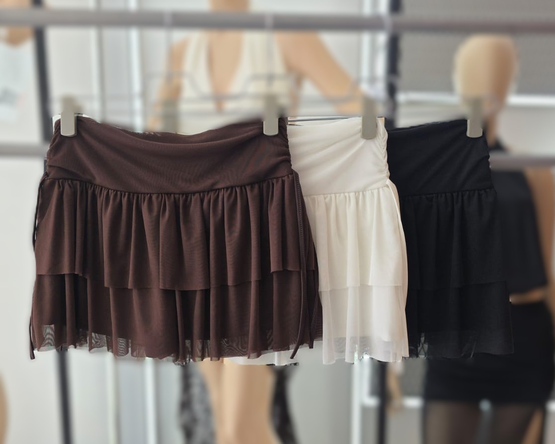 Pollera con Short Tul Liso 2 Modelos - pollera%20tul%202%20volados%20frunce%20short%20(14.1).jpeg