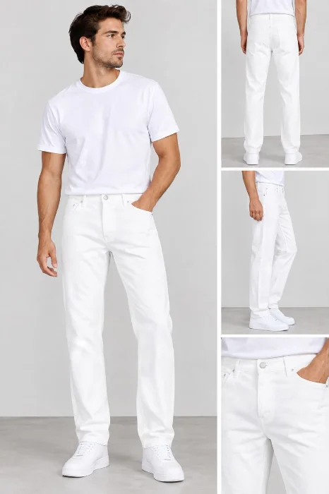 Jeans Blanco Liso Baggy