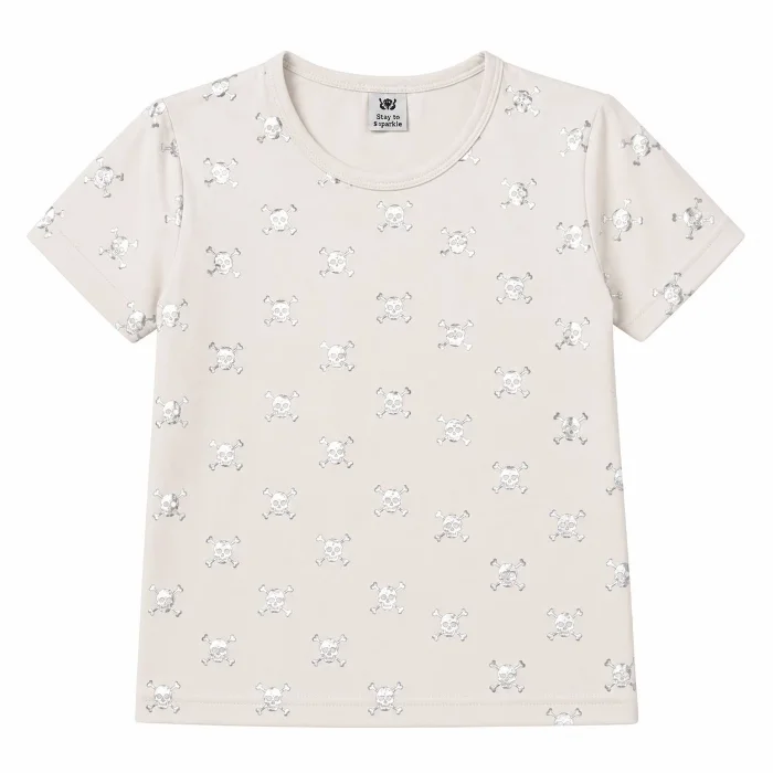 Remera Foil con Brillos Mangas Cortas