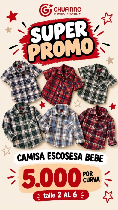 Camisa Cuadrilla Bebe, Mangas Cortas y Largas