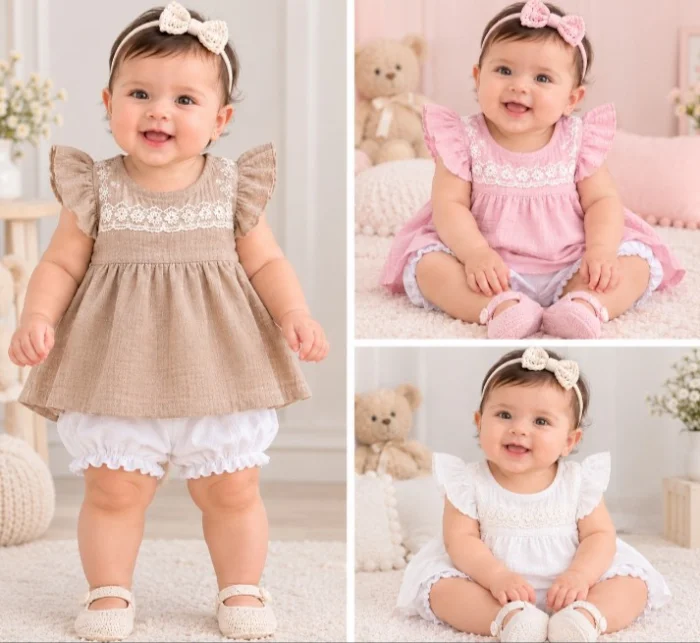 Vestido Bombachudo Cotton 3 Pieza